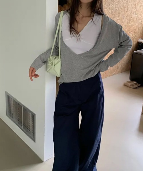 LOENNE(ロエヌ)の「Lace Trim Sleeveless Top / レーストリムノースリーブトップス(Tシャツ/カットソー・レディース・アイボリー/ブラック/チャコールグレー・FREE)」の15枚目の写真