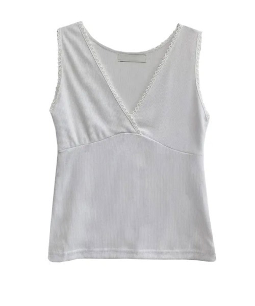 LOENNE(ロエヌ)の「Lace Trim Sleeveless Top / レーストリムノースリーブトップス(Tシャツ/カットソー・レディース・アイボリー/ブラック/チャコールグレー・FREE)」の20枚目の写真