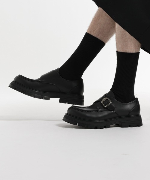 HARE(ハレ)の「ラギッドソールモンクシューズ(HARE)(ローファー・メンズ・ブラック・LARGE/MEDIUM)」の2枚目の写真
