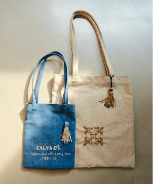 russet(ラシット)の「【インド刺繍】ミニトートバッグ(トートバッグ・レディース・ブラック/ベージュ/サックスブルー・FREE)」の8枚目の写真