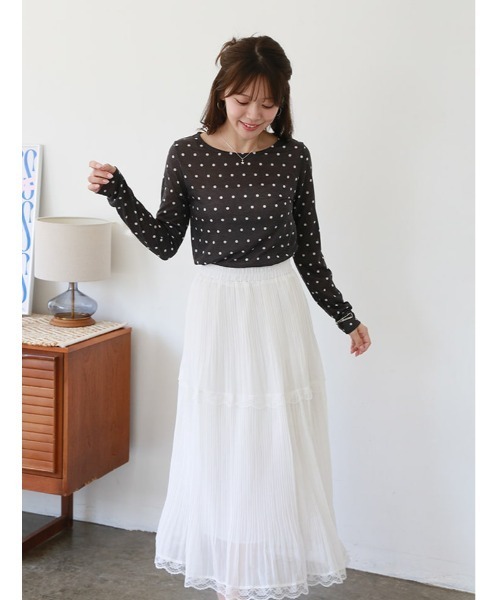 fifth(フィフス)の「シアードットクルーネックロンT(Tシャツ/カットソー・レディース・グレー/ブラック・M)」の2枚目の写真