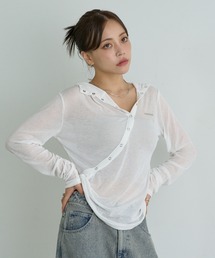 ヘンリーネックフードTシャツ / ロンT