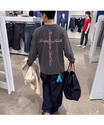 [ユニセックス]レターシムクロス ヘンリーネック ロングスリーブ Tシャツ_3カラー