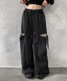 サイドカットアウトリボン ワイドスウェットパンツ