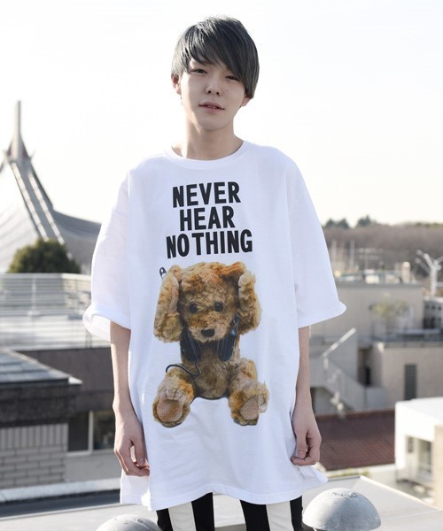 MILKBOY(ミルクボーイ)の「NEVER HEAR BEAR Tシャツ(Tシャツ/カットソー・メンズ・ブラック/ホワイト・FREE)」の2枚目の写真