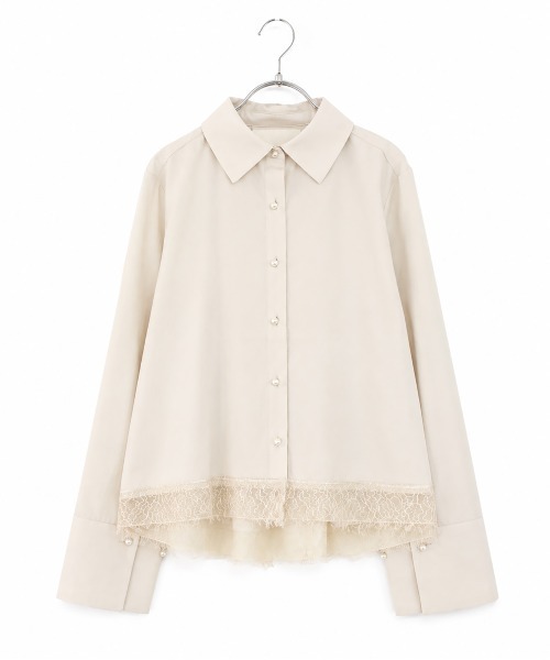 Marilyn Moon(マリリンムーン)の「pearl hem lace flare shirt(シャツ/ブラウス・レディース・ブラック/ホワイト/アイボリー・FREE)」の2枚目の写真