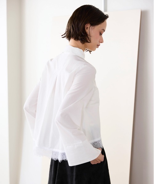 Marilyn Moon(マリリンムーン)の「pearl hem lace flare shirt(シャツ/ブラウス・レディース・ブラック/ホワイト/アイボリー・FREE)」の5枚目の写真