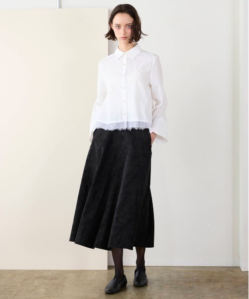 Marilyn Moon(マリリンムーン)の「pearl hem lace flare shirt(シャツ/ブラウス・レディース・ブラック/ホワイト/アイボリー・FREE)」の6枚目の写真