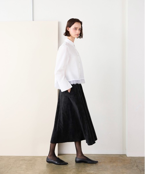 Marilyn Moon(マリリンムーン)の「pearl hem lace flare shirt(シャツ/ブラウス・レディース・ブラック/ホワイト/アイボリー・FREE)」の7枚目の写真