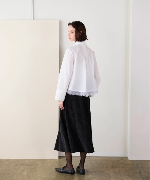 Marilyn Moon(マリリンムーン)の「pearl hem lace flare shirt(シャツ/ブラウス・レディース・ブラック/ホワイト/アイボリー・FREE)」の8枚目の写真