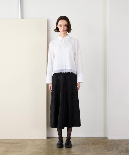 Marilyn Moon(マリリンムーン)の「pearl hem lace flare shirt(シャツ/ブラウス・レディース・ブラック/ホワイト/アイボリー・FREE)」の9枚目の写真