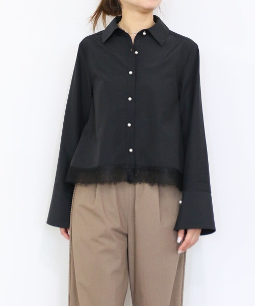 Marilyn Moon(マリリンムーン)の「pearl hem lace flare shirt(シャツ/ブラウス・レディース・ブラック/ホワイト/アイボリー・FREE)」の18枚目の写真