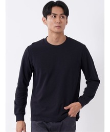 Tシャツ メンズ 長袖 スロープネック 綿混 リンクス ジャガード