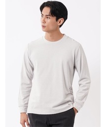 Tシャツ メンズ 長袖 スロープネック 綿混 リンクス ジャガード