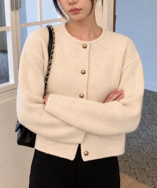 aimoha(アイモハ)の「金ボタンノーカラーショートコート(ノーカラージャケット・レディース・グレー/アイボリー/ブラック・FREE)」の14枚目の写真