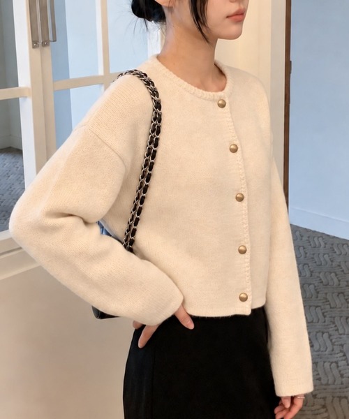aimoha(アイモハ)の「金ボタンノーカラーショートコート(ノーカラージャケット・レディース・グレー/アイボリー/ブラック・FREE)」の15枚目の写真