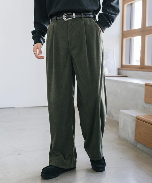 Rocky Monroe(ロッキーモンロー)の「コーデュロイワンタックワイドスラックスイージーパンツ(スラックス・メンズ・ブラウン/チャコール/カーキ/ブラック/ベージュ・L/XL/M)」の5枚目の写真