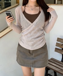 キャミソール&VネッククロスTシャツセットアップ