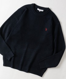 【18】〔U.S.POLO ASSN/ユーエスポロアッスン〕メランジニット クルーネックニット ユニセックス/メンズ/レディース