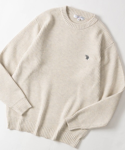 JOHN'S CLOSET(ジョンズクローゼット)の「【18】〔U.S.POLO ASSN/ユーエスポロアッスン〕メランジニット クルーネックニット ユニセックス/メンズ/レディース(ニット/セーター・メンズ・ブラック/ネイビー/ブラウン/ブルー/アイボリー/ワインレッド・MEDIUM/LARGE)」の1枚目の写真