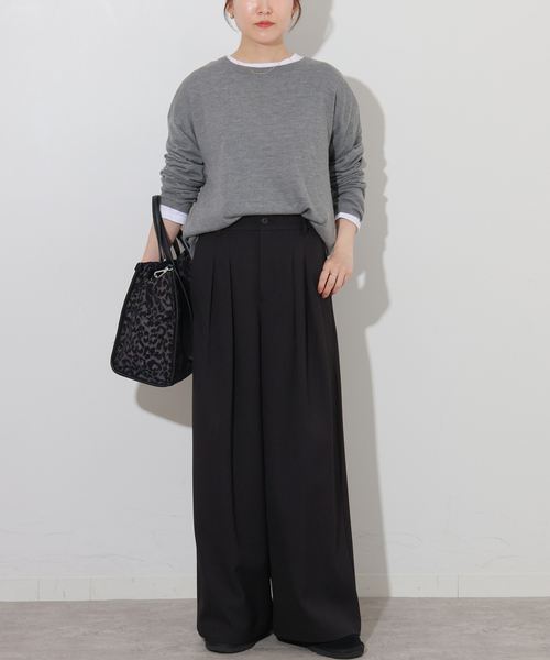 JOURNAL STANDARD relume（ジャーナルスタンダード　レリューム）の「ウォッシャブルサージストレッチタックパンツ（その他パンツ・レディース・ブラウン/チャコールグレー/ブラック・36/38）」の4枚目の写真