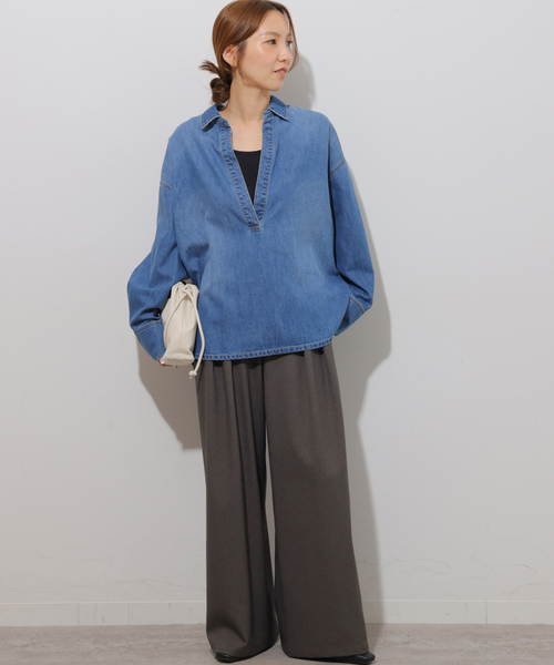 JOURNAL STANDARD relume（ジャーナルスタンダード　レリューム）の「ウォッシャブルサージストレッチタックパンツ（その他パンツ・レディース・ブラウン/チャコールグレー/ブラック・36/38）」の11枚目の写真