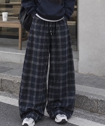 ルーズシルエット オンブレチェック イージーワイドパンツ