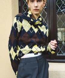 【26WINTER PRE-ORDER】Drop-Stitch Argyle Knit/針抜きアーガイルニット