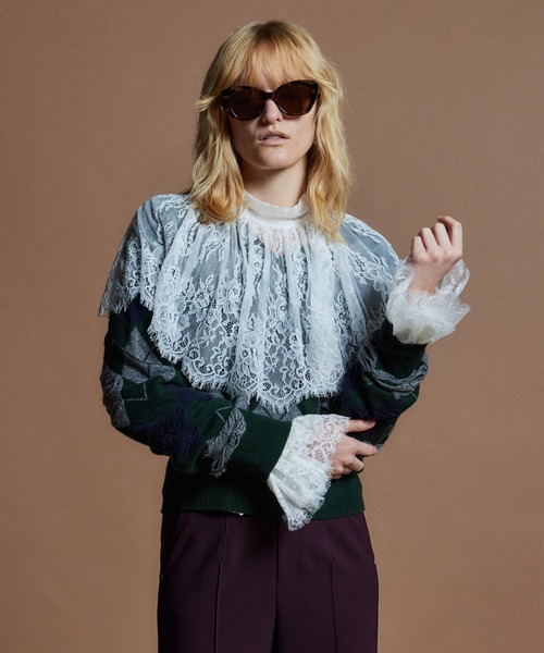 MAISON SPECIAL(メゾンスペシャル)の「【26WINTER PRE-ORDER】Drop-Stitch Argyle Knit/針抜きアーガイルニット(ニット/セーター・レディース・ダークグリーン/ネイビー/グレー・FREE)」の3枚目の写真
