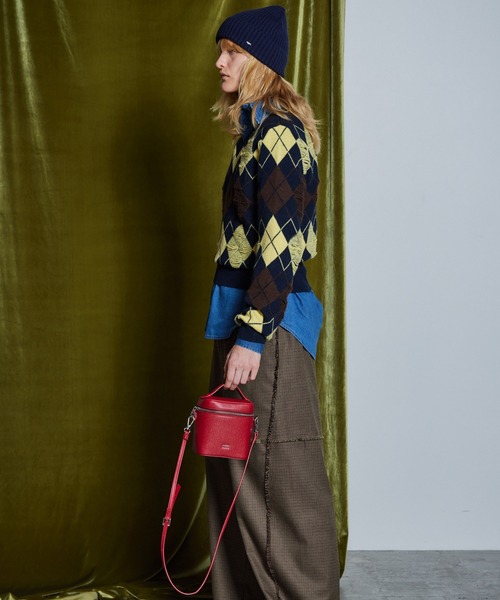MAISON SPECIAL(メゾンスペシャル)の「【26WINTER PRE-ORDER】Drop-Stitch Argyle Knit/針抜きアーガイルニット(ニット/セーター・レディース・ダークグリーン/ネイビー/グレー・FREE)」の8枚目の写真