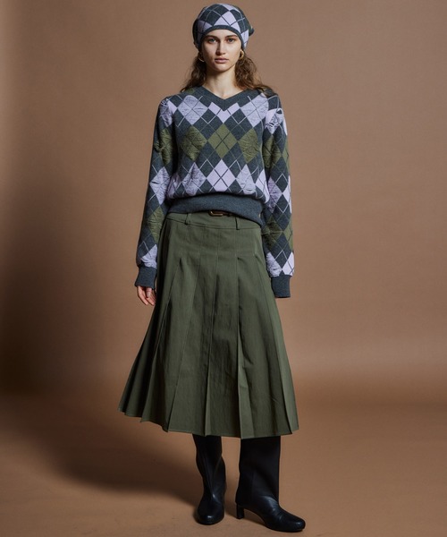 MAISON SPECIAL(メゾンスペシャル)の「【26WINTER PRE-ORDER】Drop-Stitch Argyle Knit/針抜きアーガイルニット(ニット/セーター・レディース・ダークグリーン/ネイビー/グレー・FREE)」の10枚目の写真