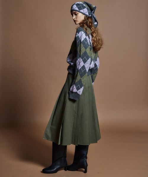 MAISON SPECIAL(メゾンスペシャル)の「【26WINTER PRE-ORDER】Drop-Stitch Argyle Knit/針抜きアーガイルニット(ニット/セーター・レディース・ダークグリーン/ネイビー/グレー・FREE)」の11枚目の写真