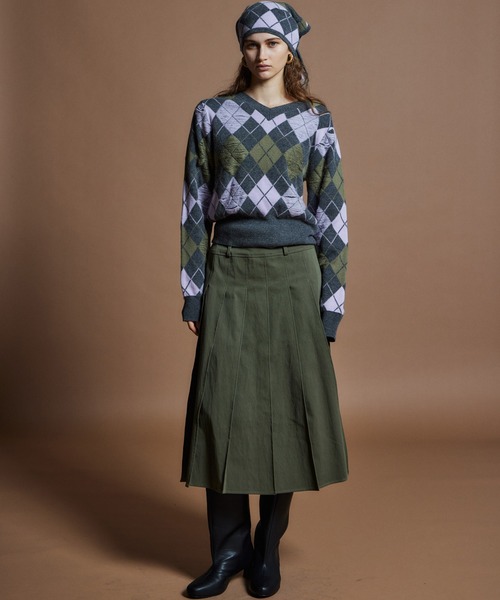 MAISON SPECIAL(メゾンスペシャル)の「【26WINTER PRE-ORDER】Drop-Stitch Argyle Knit/針抜きアーガイルニット(ニット/セーター・レディース・ダークグリーン/ネイビー/グレー・FREE)」の12枚目の写真