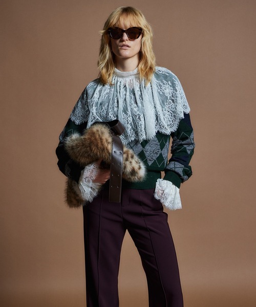 MAISON SPECIAL(メゾンスペシャル)の「【26WINTER PRE-ORDER】Drop-Stitch Argyle Knit/針抜きアーガイルニット(ニット/セーター・レディース・ダークグリーン/ネイビー/グレー・FREE)」の15枚目の写真