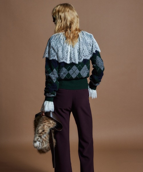 MAISON SPECIAL(メゾンスペシャル)の「【26WINTER PRE-ORDER】Drop-Stitch Argyle Knit/針抜きアーガイルニット(ニット/セーター・レディース・ダークグリーン/ネイビー/グレー・FREE)」の16枚目の写真