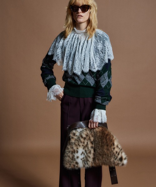 MAISON SPECIAL(メゾンスペシャル)の「【26WINTER PRE-ORDER】Drop-Stitch Argyle Knit/針抜きアーガイルニット(ニット/セーター・レディース・ダークグリーン/ネイビー/グレー・FREE)」の17枚目の写真