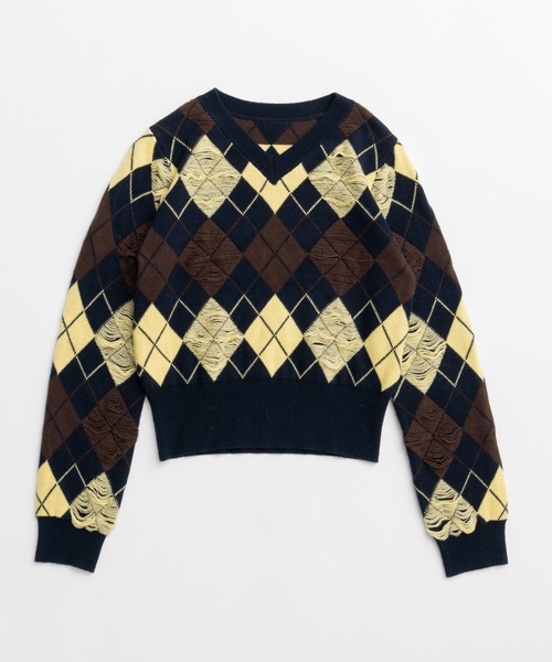 MAISON SPECIAL(メゾンスペシャル)の「【26WINTER PRE-ORDER】Drop-Stitch Argyle Knit/針抜きアーガイルニット(ニット/セーター・レディース・ダークグリーン/ネイビー/グレー・FREE)」の19枚目の写真