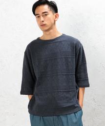 green label relaxing | SC JQ HEM/BTN BOAT/N 5分袖 カットソー(Tシャツ/カットソー)
