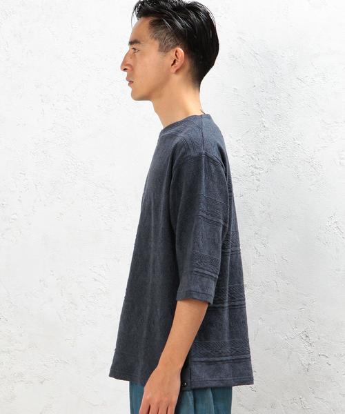 green label relaxing（グリーンレーベルリラクシング）の「SC JQ HEM/BTN BOAT/N 5分袖 カットソー◆（Tシャツ/カットソー・メンズ・ネイビー/ホワイト・LARGE/SMALL/MEDIUM）」の9枚目の写真