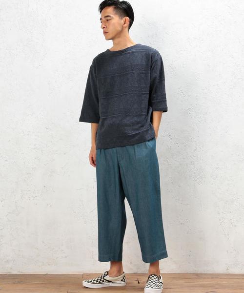 green label relaxing（グリーンレーベルリラクシング）の「SC JQ HEM/BTN BOAT/N 5分袖 カットソー◆（Tシャツ/カットソー・メンズ・ネイビー/ホワイト・LARGE/SMALL/MEDIUM）」の10枚目の写真