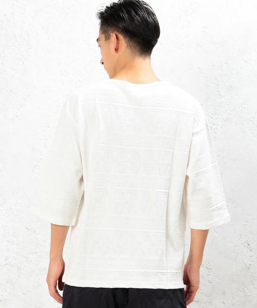 green label relaxing（グリーンレーベルリラクシング）の「SC JQ HEM/BTN BOAT/N 5分袖 カットソー◆（Tシャツ/カットソー・メンズ・ネイビー/ホワイト・LARGE/SMALL/MEDIUM）」の5枚目の写真