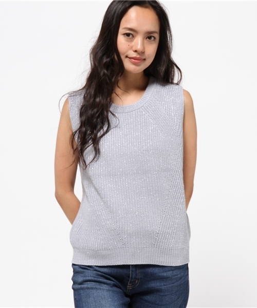 NATURAL BEAUTY BASIC（ナチュラルビューティーベーシック）の「ラメノースリニット（ニット/セーター・レディース・ホワイト系その他/ブルー/ネイビー・MEDIUM）」の3枚目の写真