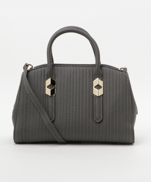 PLAIN CLOTHING（プレーンクロージング）の「ストライプキルティングハンドバッグ【PLAIN CLOTHING】（ハンドバッグ・レディース・ブラック/カーキ/レッド/キャメル/ネイビー/ダークグレー・FREE）」の3枚目の写真