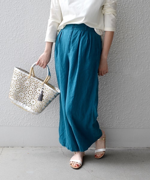 liflattie ships(リフラティ シップス)の「liflattie ships:リネン ワイド パンツ ◇(その他パンツ・レディース・ネイビー/ライトグレー/ブラウン/ブルー/ベージュ/オリーブ/ブラック・MEDIUM/SMALL/LARGE)」の8枚目の写真