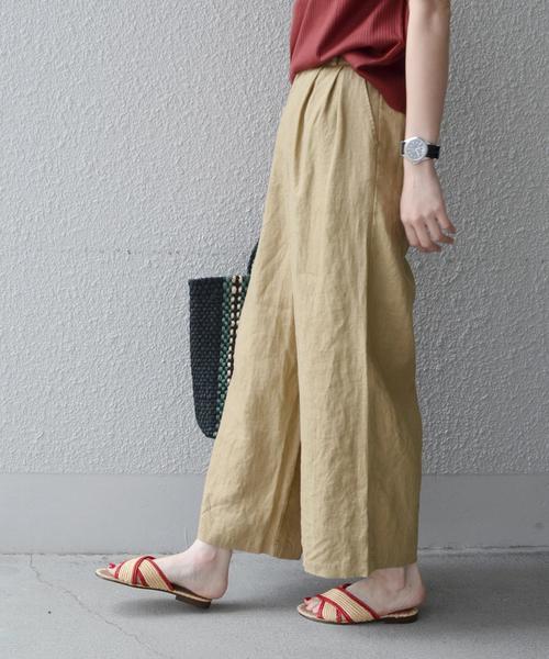 liflattie ships(リフラティ シップス)の「liflattie ships:リネン ワイド パンツ ◇(その他パンツ・レディース・ネイビー/ライトグレー/ブラウン/ブルー/ベージュ/オリーブ/ブラック・MEDIUM/SMALL/LARGE)」の4枚目の写真