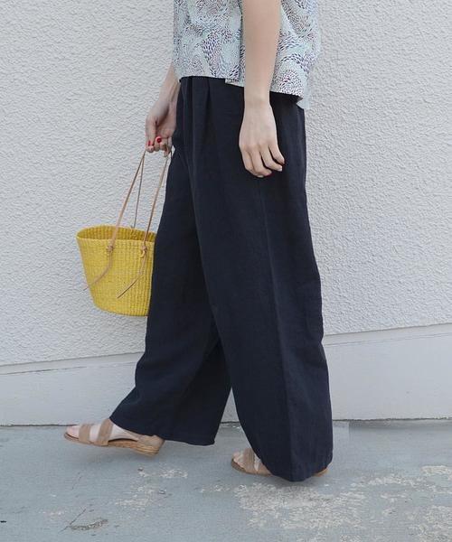 liflattie ships(リフラティ シップス)の「liflattie ships:リネン ワイド パンツ ◇(その他パンツ・レディース・ネイビー/ライトグレー/ブラウン/ブルー/ベージュ/オリーブ/ブラック・MEDIUM/SMALL/LARGE)」の6枚目の写真