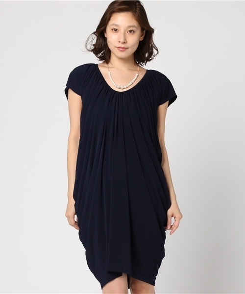 人気の Dorry Doll Doll ドリードール のファッション Dorry パール ビジューネックレス付きエスパンディーギャザードレープ ワンピース ドレス Brille セール