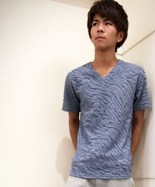 VENCEEXCHANGE(ヴァンスエクスチェンジ)の「MIXジャガードTシャツ (Tシャツ/カットソー・メンズ・ブラック/ダークグレー/ブルー/ホワイト/ピンク/ネイビー/ボルドー/ダークグリーン/パープル・LARGE/MEDIUM/X-LARGE)」の6枚目の写真