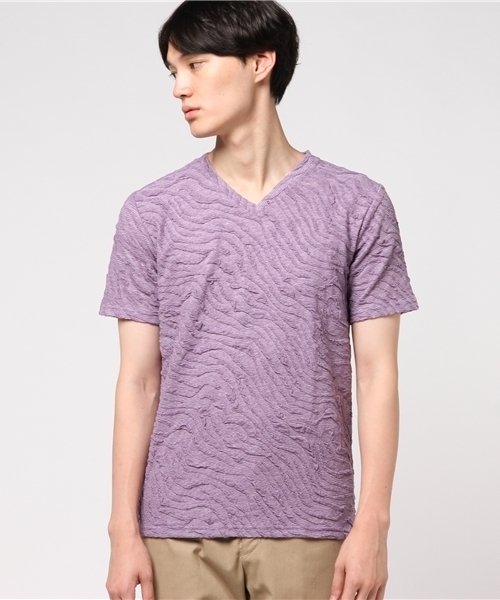VENCEEXCHANGE(ヴァンスエクスチェンジ)の「MIXジャガードTシャツ (Tシャツ/カットソー・メンズ・ブラック/ダークグレー/ブルー/ホワイト/ピンク/ネイビー/ボルドー/ダークグリーン/パープル・LARGE/MEDIUM/X-LARGE)」の7枚目の写真