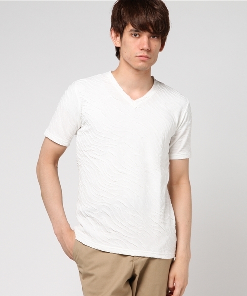 VENCEEXCHANGE(ヴァンスエクスチェンジ)の「MIXジャガードTシャツ (Tシャツ/カットソー・メンズ・ブラック/ダークグレー/ブルー/ホワイト/ピンク/ネイビー/ボルドー/ダークグリーン/パープル・LARGE/MEDIUM/X-LARGE)」の1枚目の写真